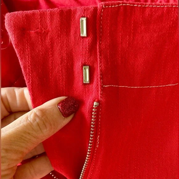 ASTR The Label Nixon Cropped Wide Leg Scarlet Red Denim Pant Womans SZ Med - Picture 15 of 16